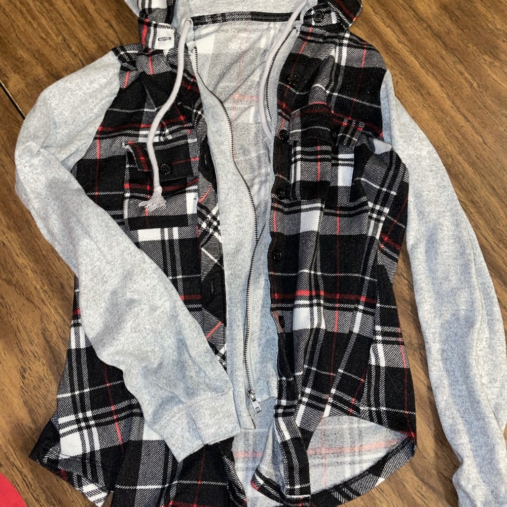 Flannel long sleeve zip up/button down